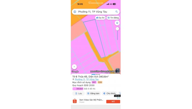 (Chính chủ) Bán đất 3 mặt tiền hẻm 1041 Đường 30/4 Phường 11 VT (nay là phường Phước Thắng, TP.HCM mới)